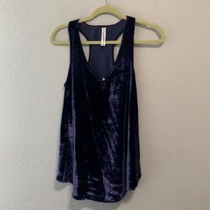 Anthropologie Blue Crushed Velvet Tank Top